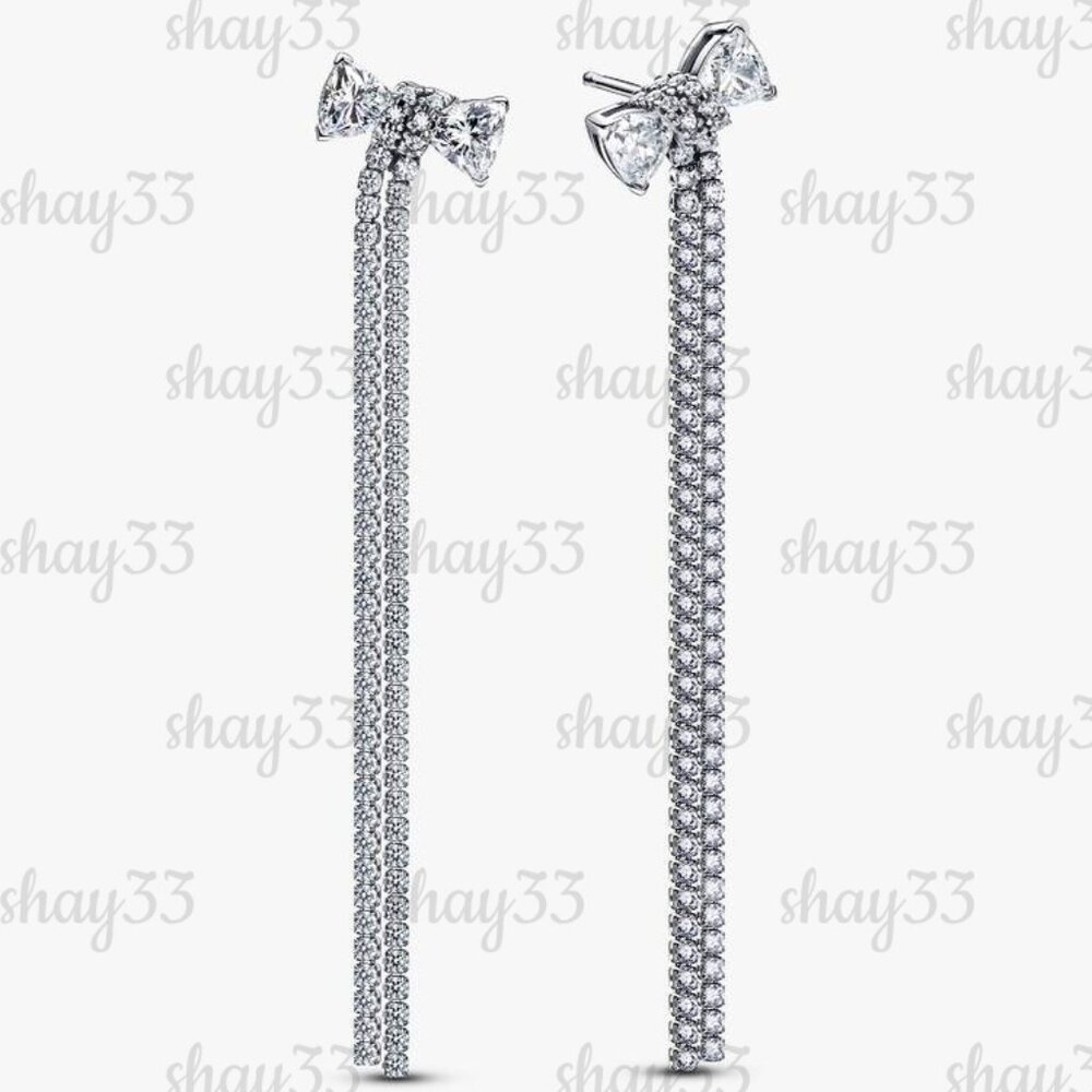 Pandora Pavé Bow Drop Earrings